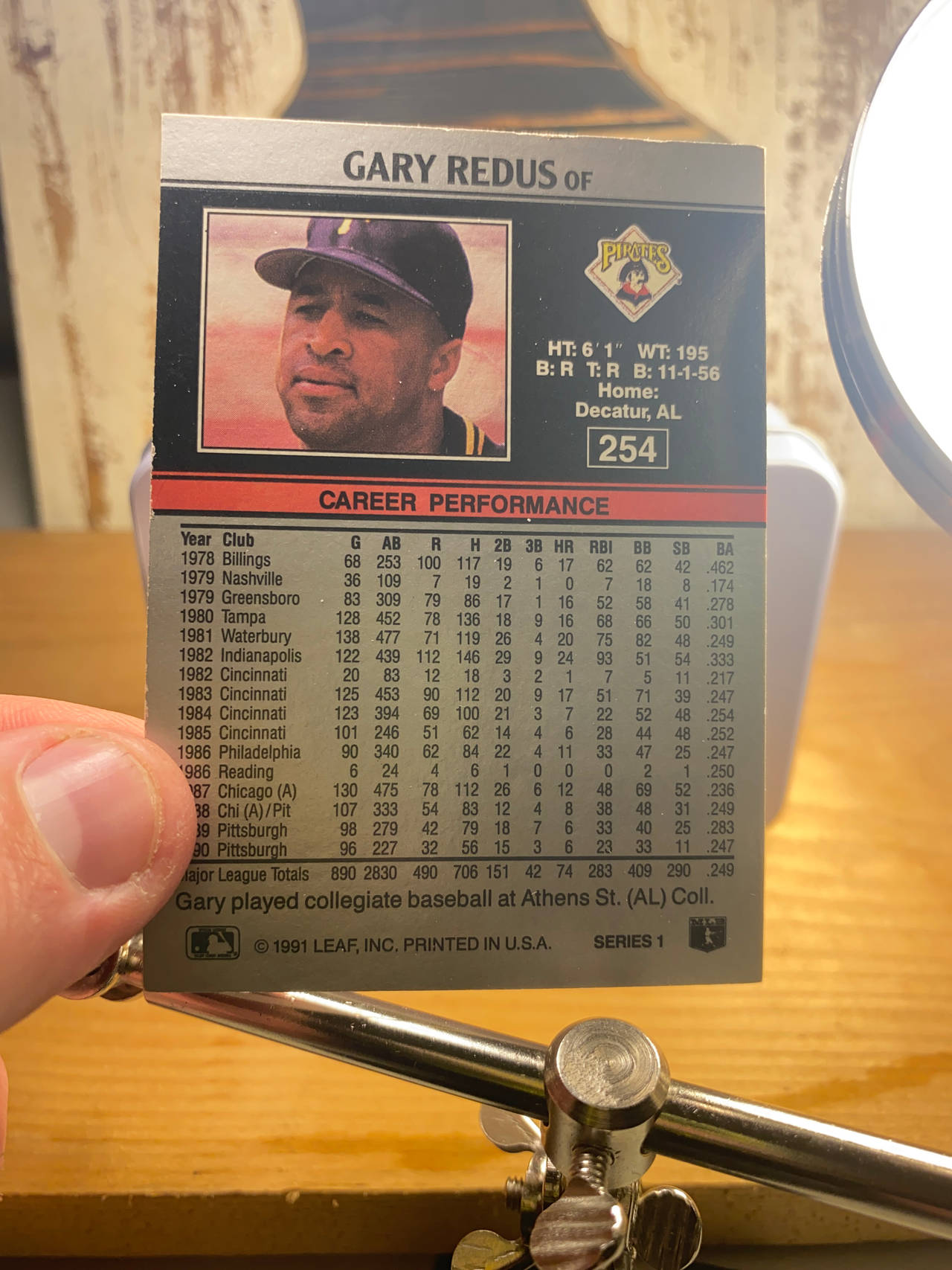 1991 Leaf Gary Redus Baseball Card