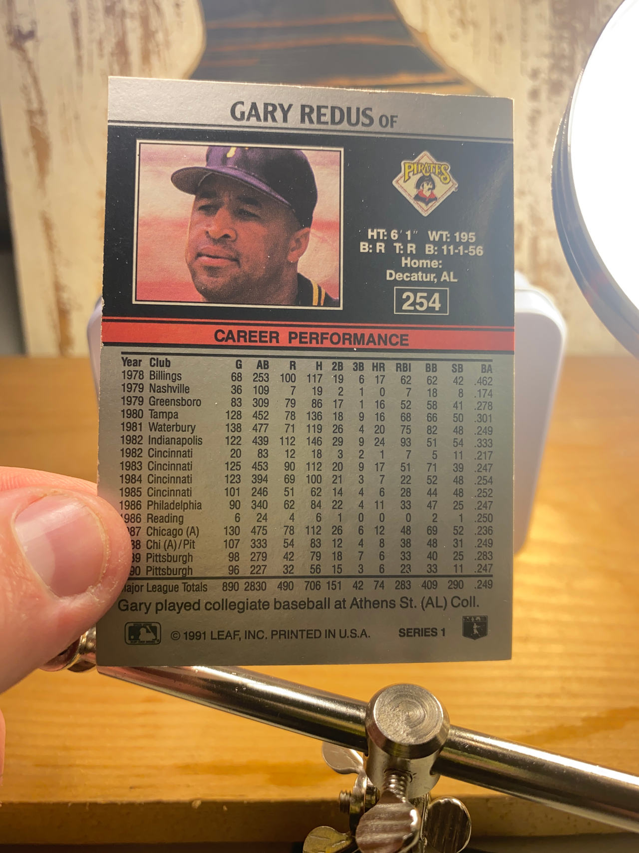 1991 Leaf Gary Redus Baseball Card