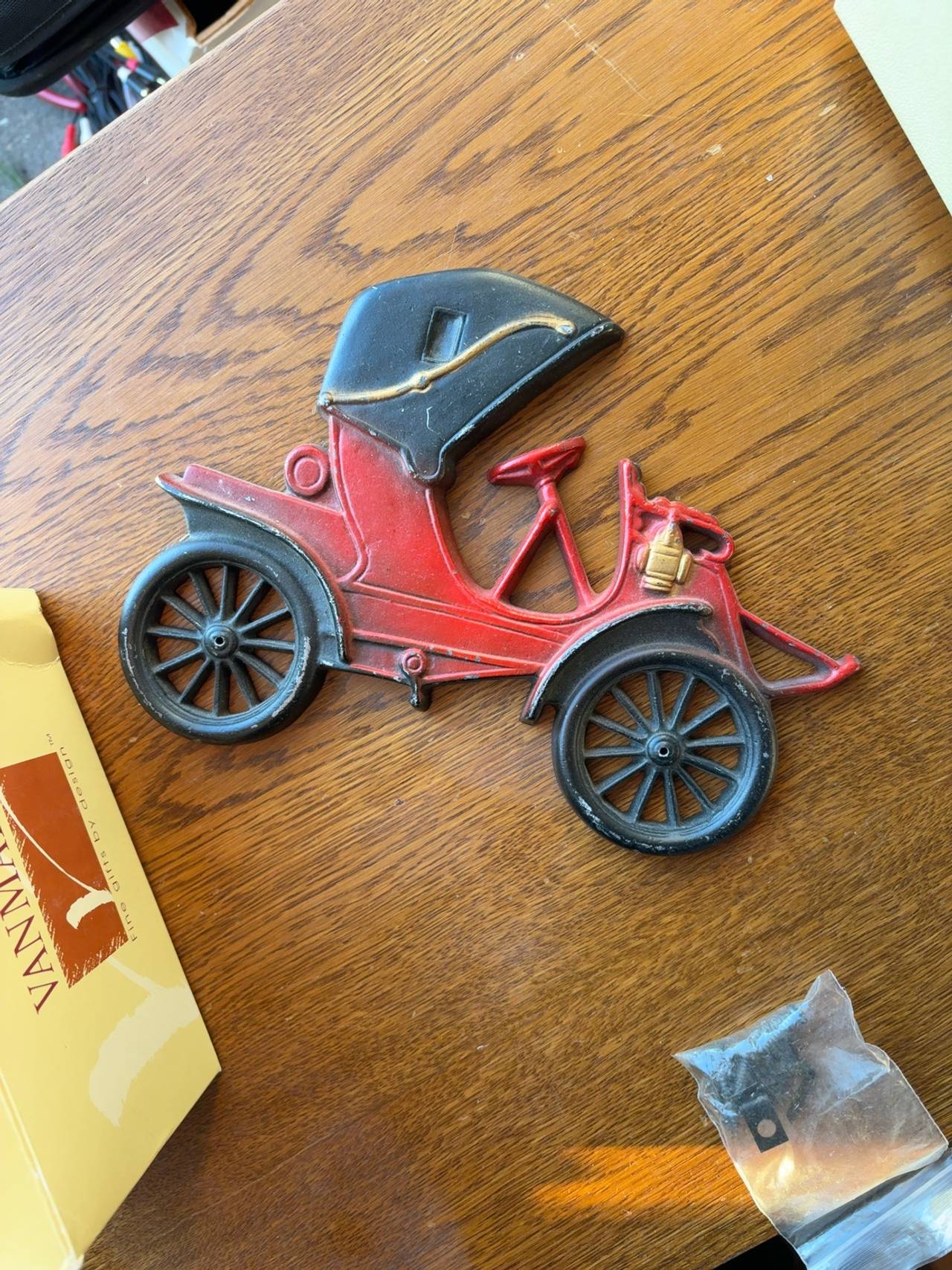 Midwest Vintage Cast Metal Car Plaque Red