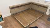 Full size junior bed frame with built-in shelves - Image 1