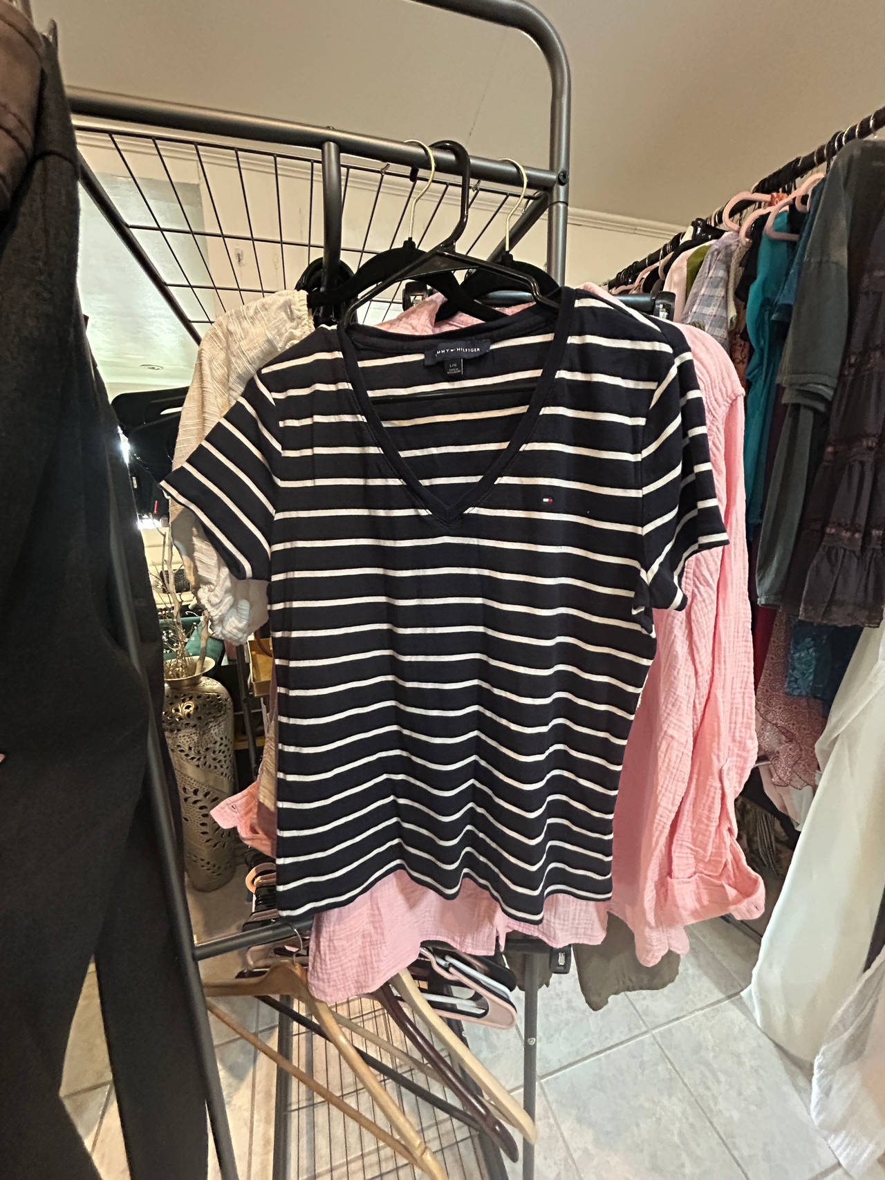 Tommy Hilfiger Women's Striped V-Neck T-Shirt