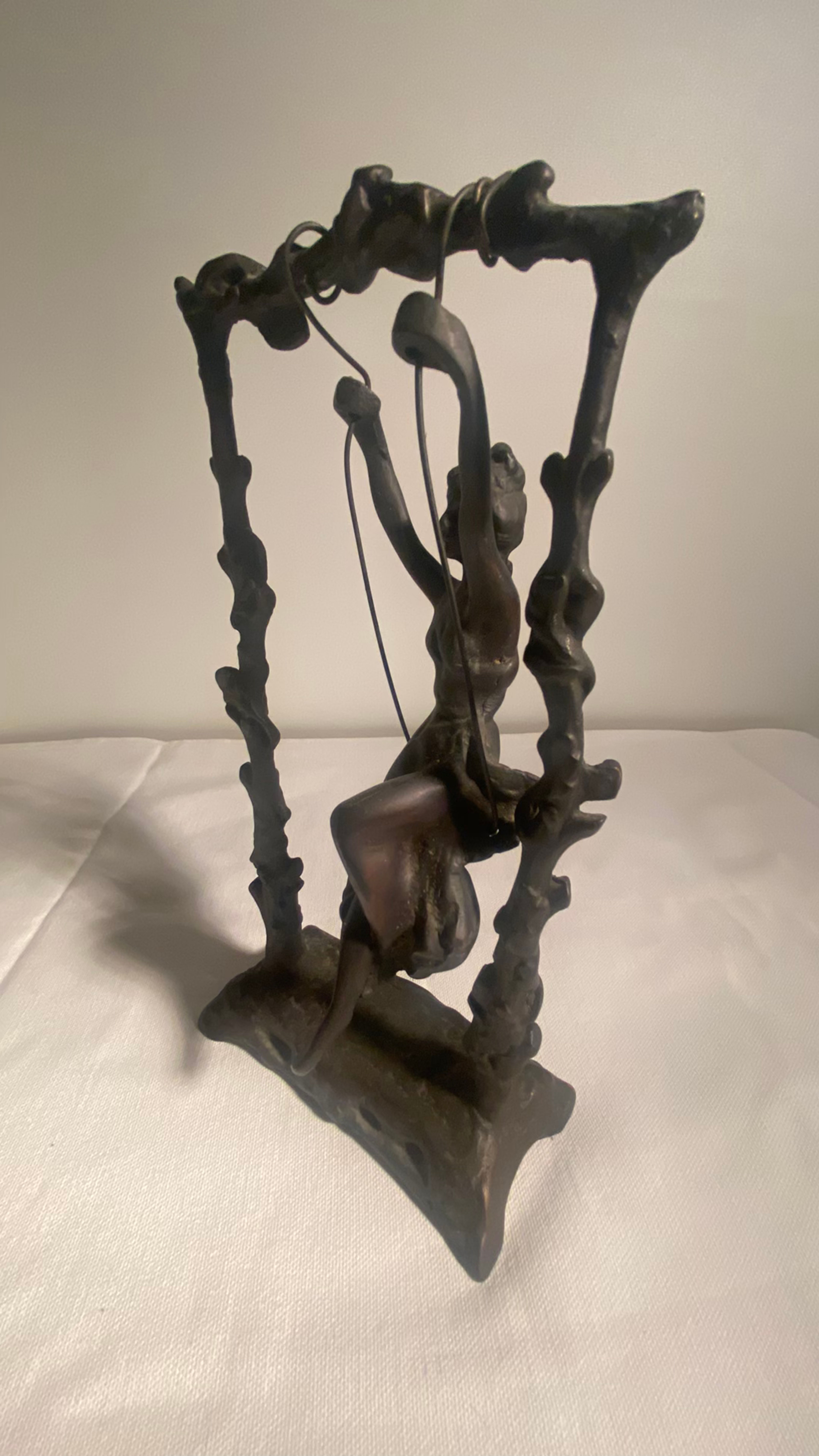 Vintage Girl On A Swing Sculpture Figure After Moreau Signed Bronze Metal - Image 6