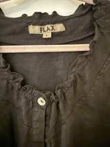 FLAX Linen Ruffle Neck Button Down Top - Image 2