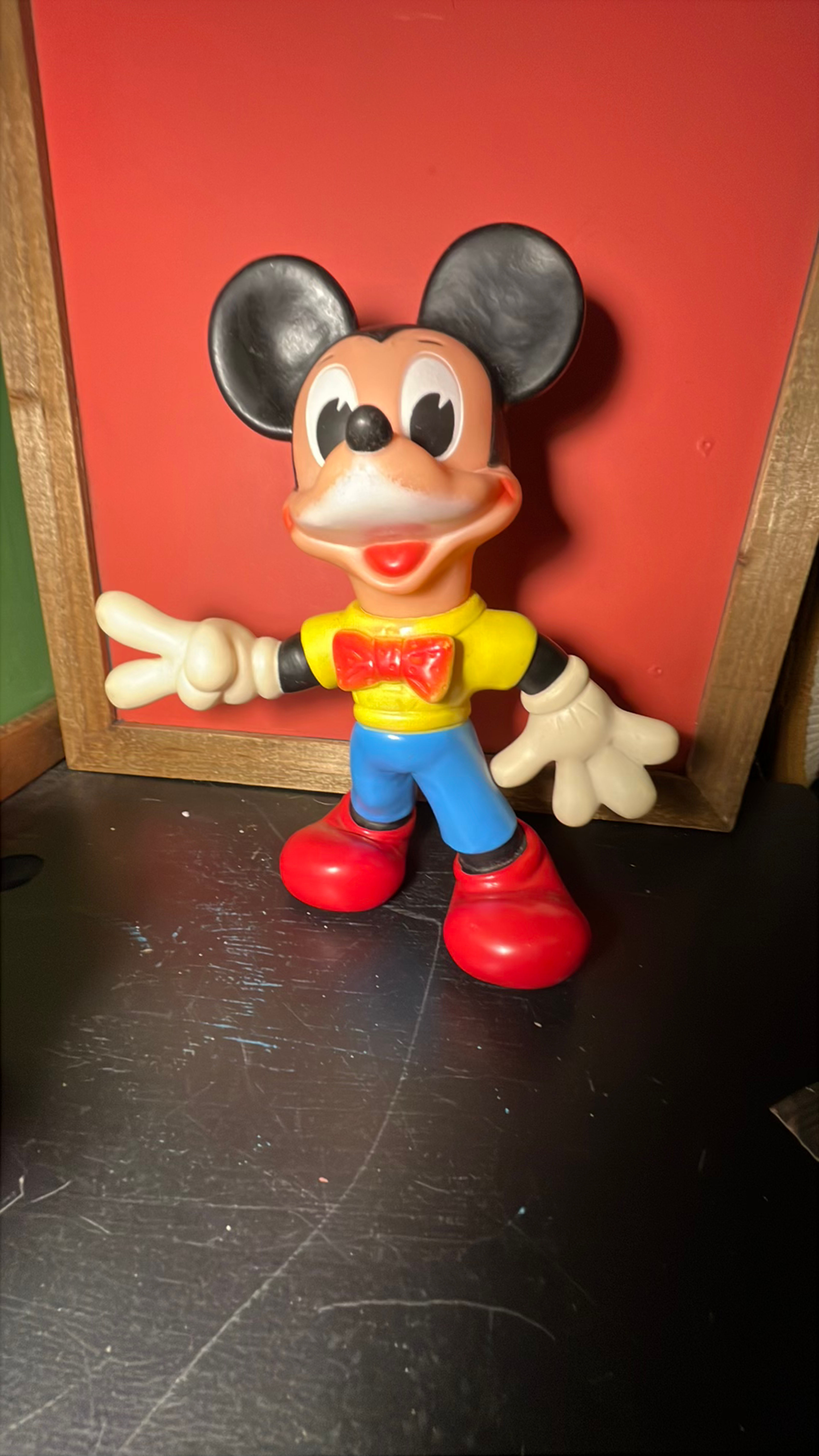 Disney Mickey Mouse Rubber Squeak Toy 10" Vintage