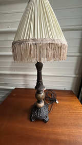 Vintage Marble Base Table Lamp dark metal finish and bronze and marble - Image 2