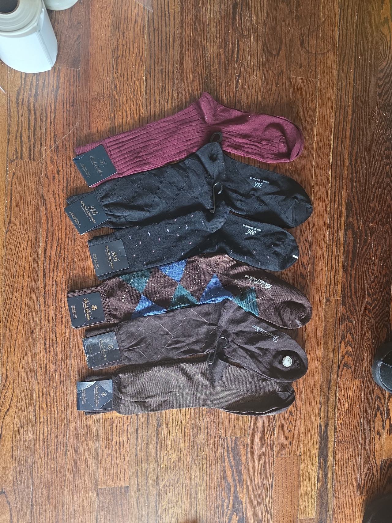 6 pair Brooks Brothers 346 Men's Dress Socks Lot#44