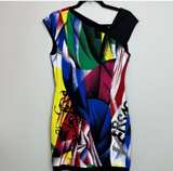 Versace Abstract Art Picasso Off-Shoulder Dress Multicolor - Image 1