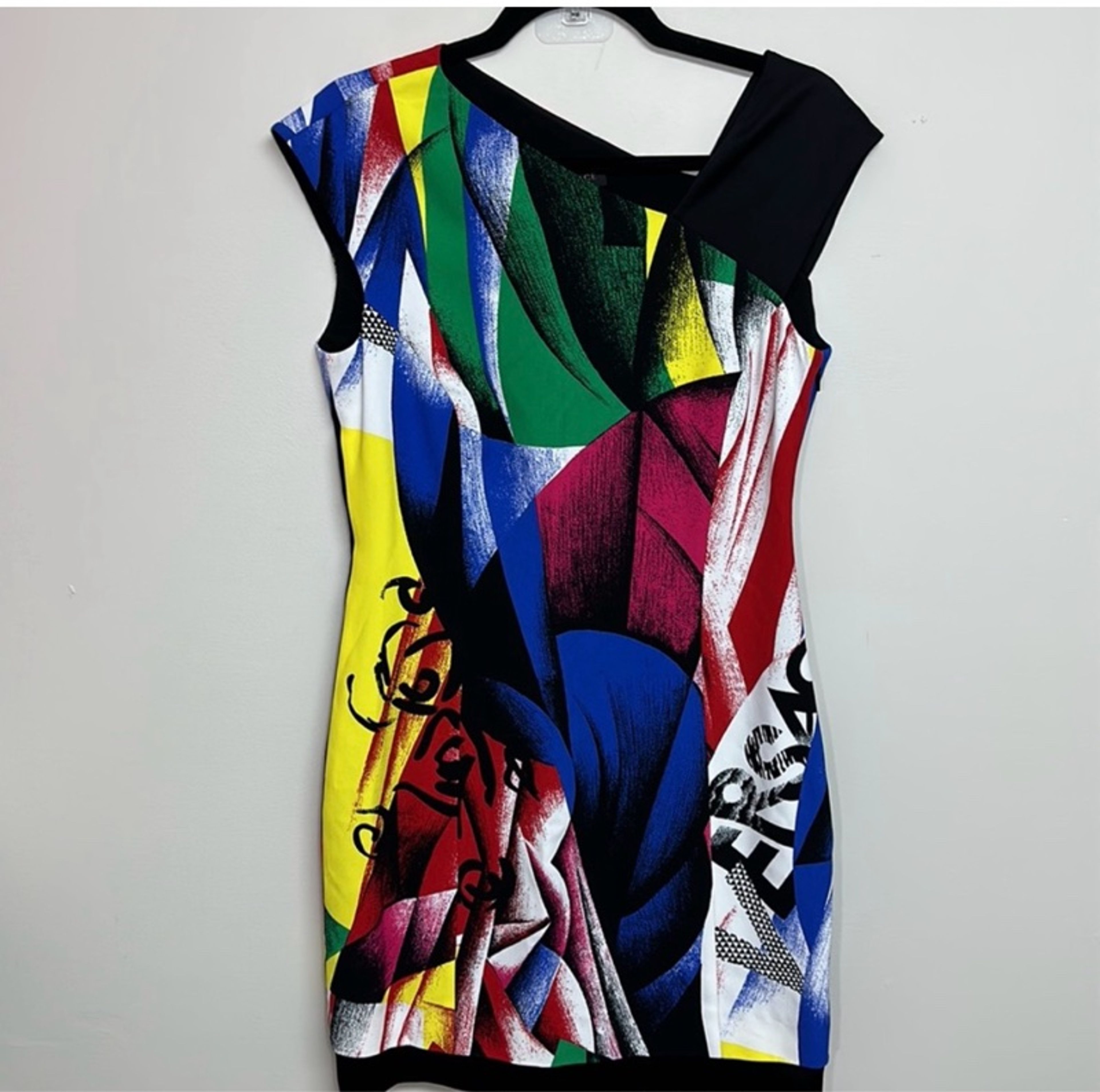 Versace Abstract Art Picasso Off-Shoulder Dress Multicolor