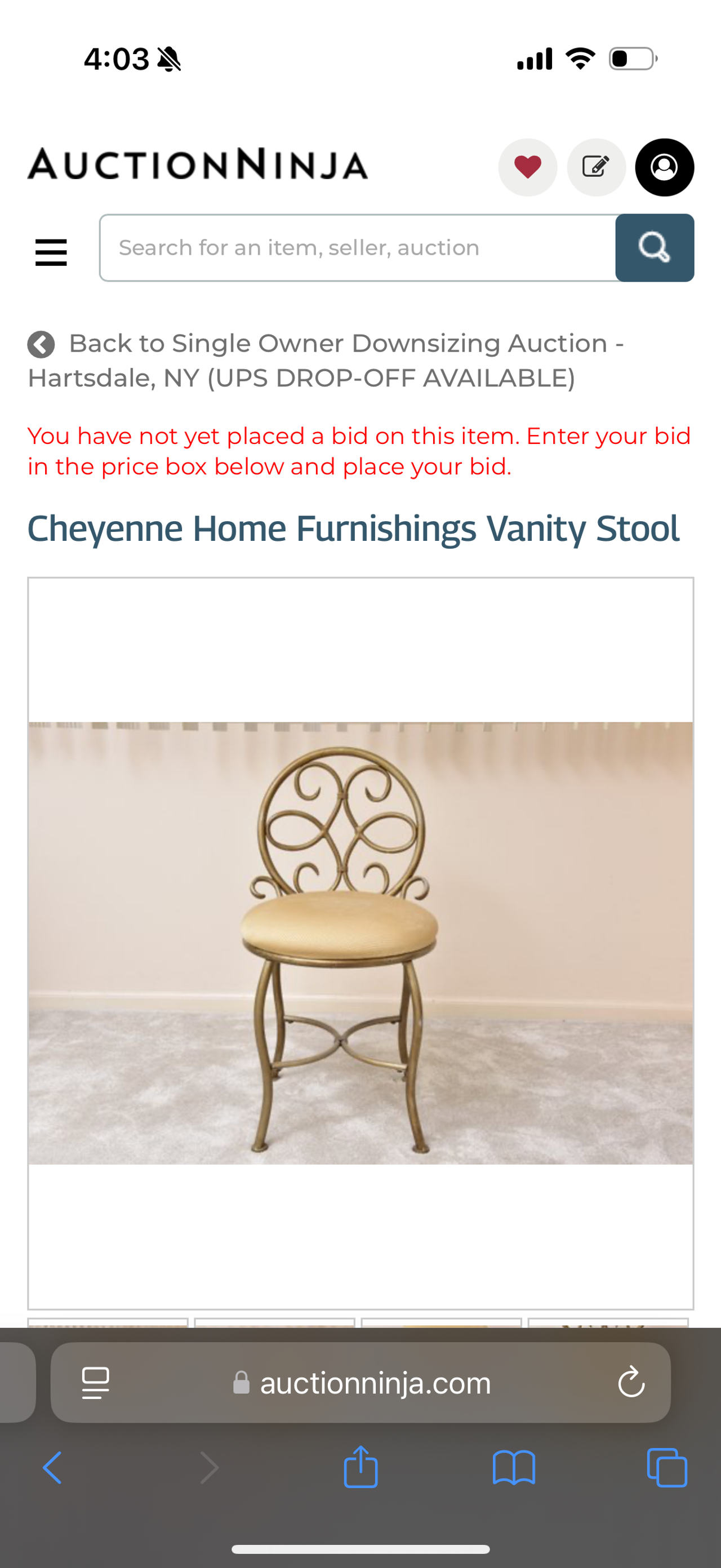 Cheyenne Home Furnishings Vanity Stool