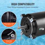 VEVOR 1.5 HP Pool Pump Motor 56J Frame 3450RPM - Image 5