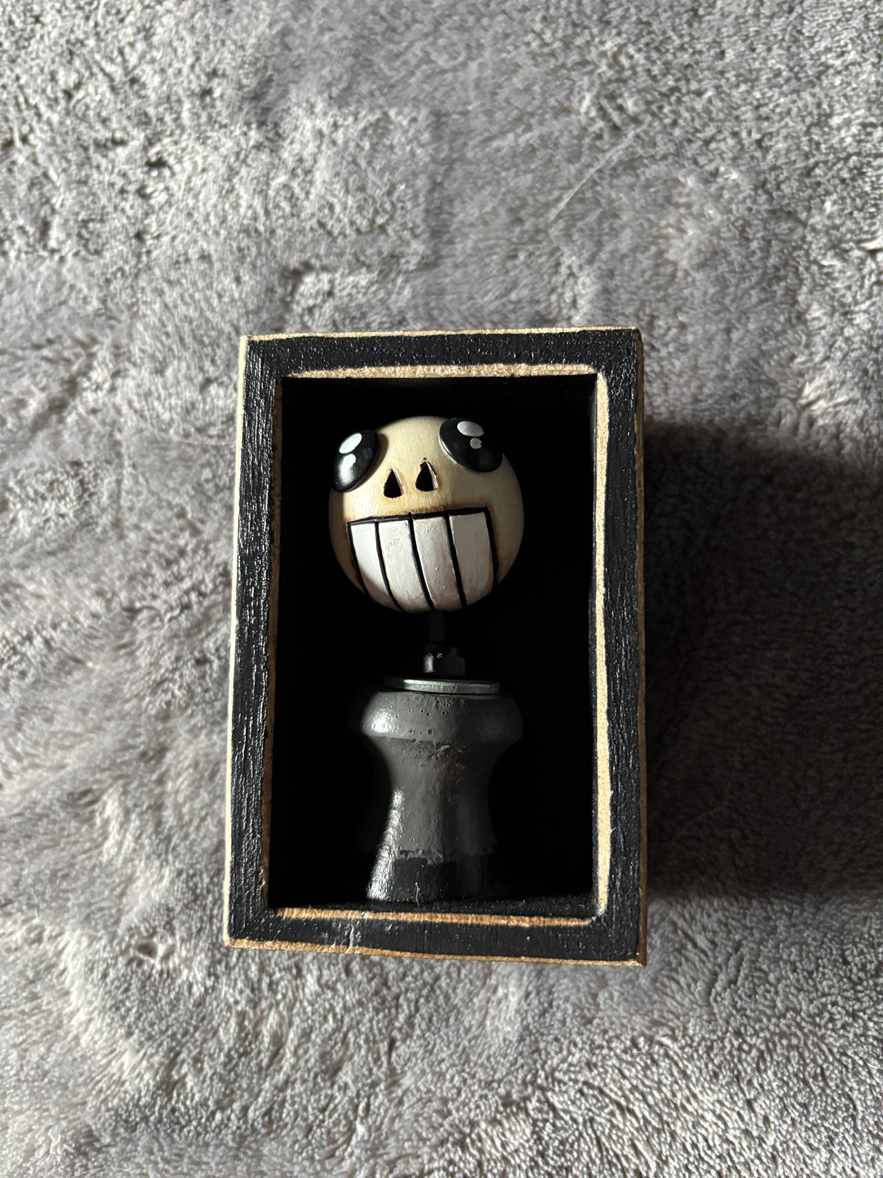 Handmade Skeleton Bobblehead Shadow Box Art