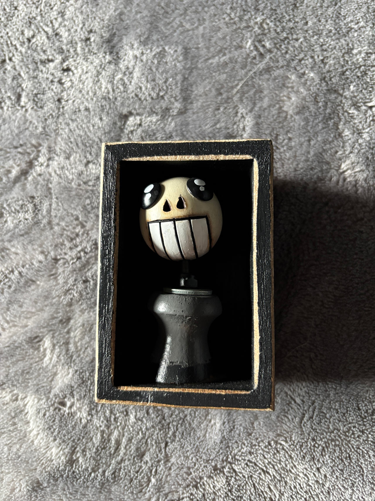 Handmade Skeleton Bobblehead Shadow Box Art