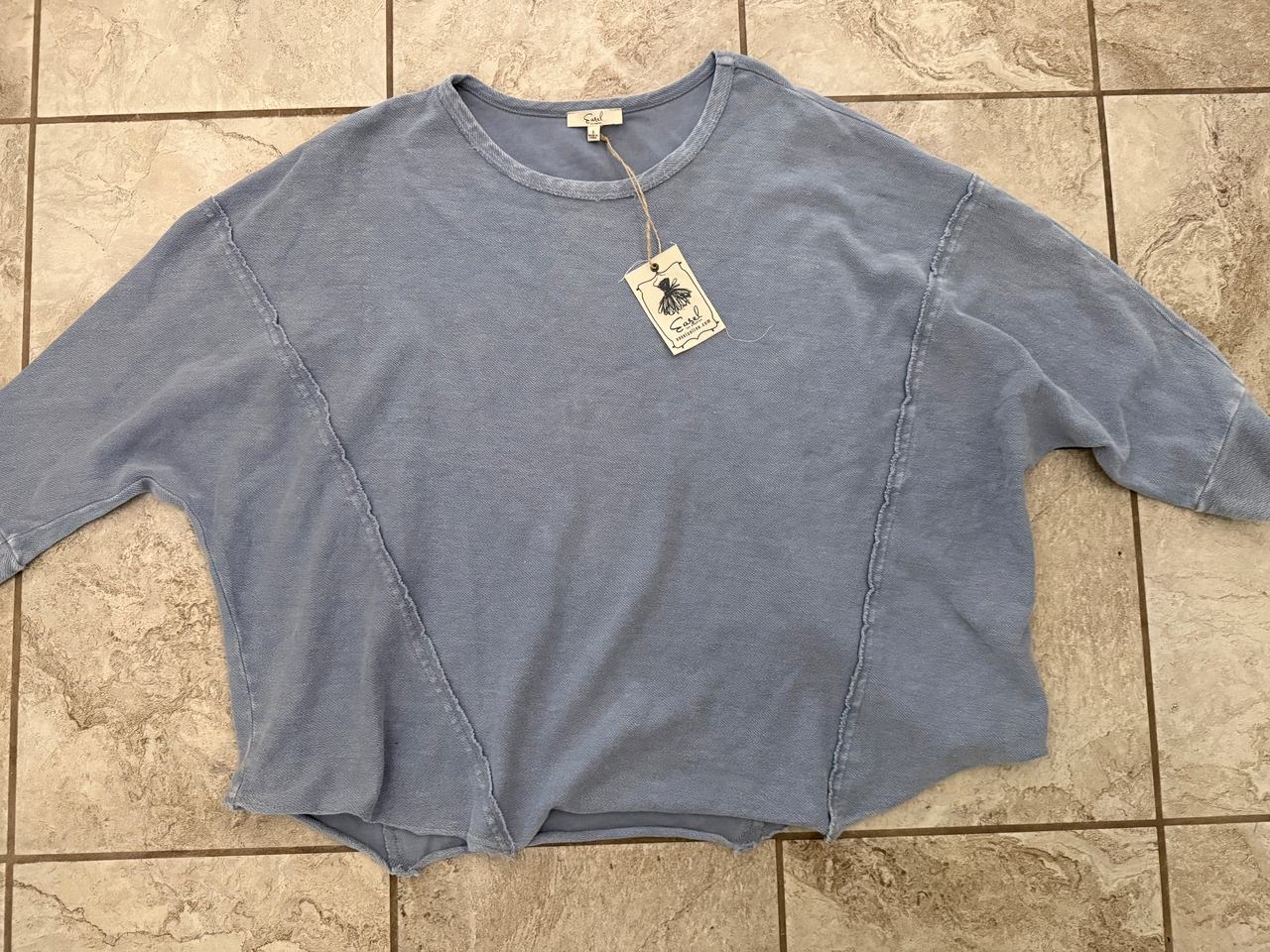 Easel Mineral Wash Raw Edge Boxy Top