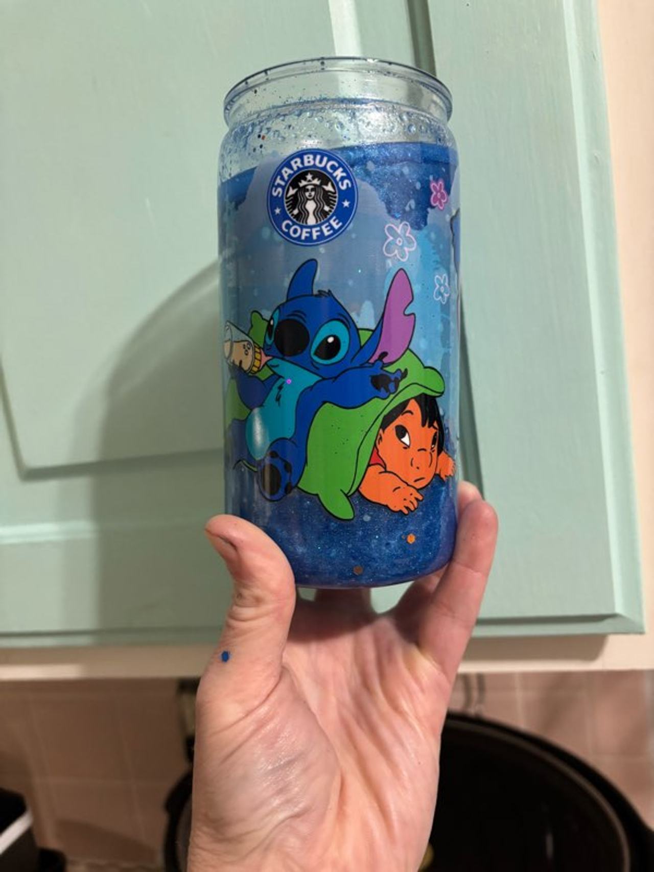Custom Lilo & Stitch Starbucks Snow Globe Tumbler