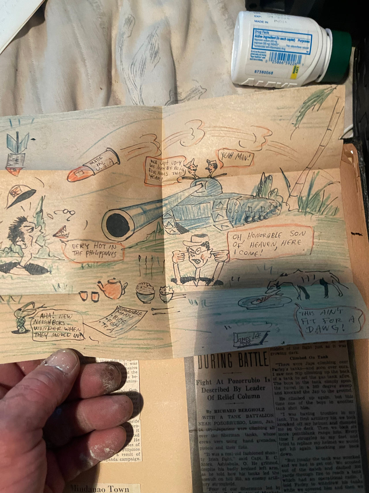 Vintage WWII-era Cartoon Drawing