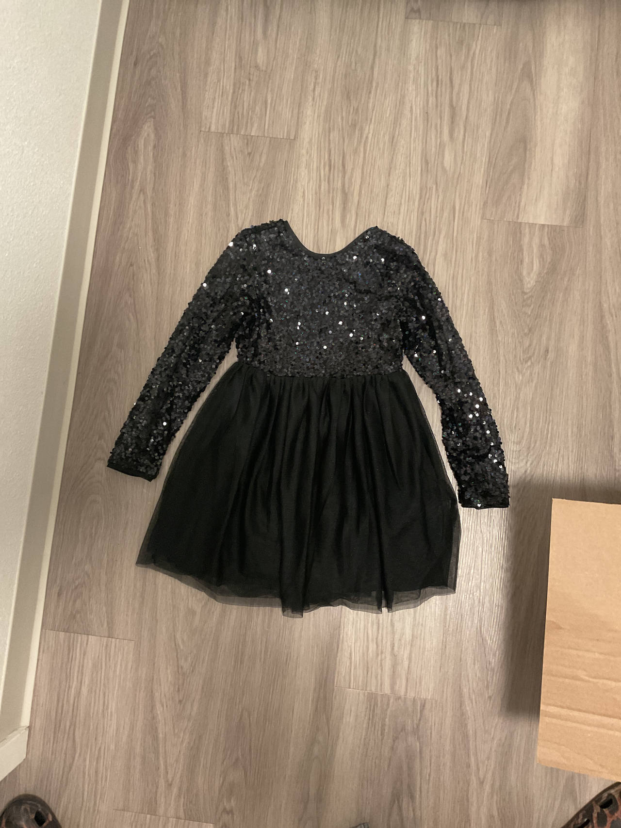 Cat & Jack Girls' Long Sleeve Sequin Tulle Dress