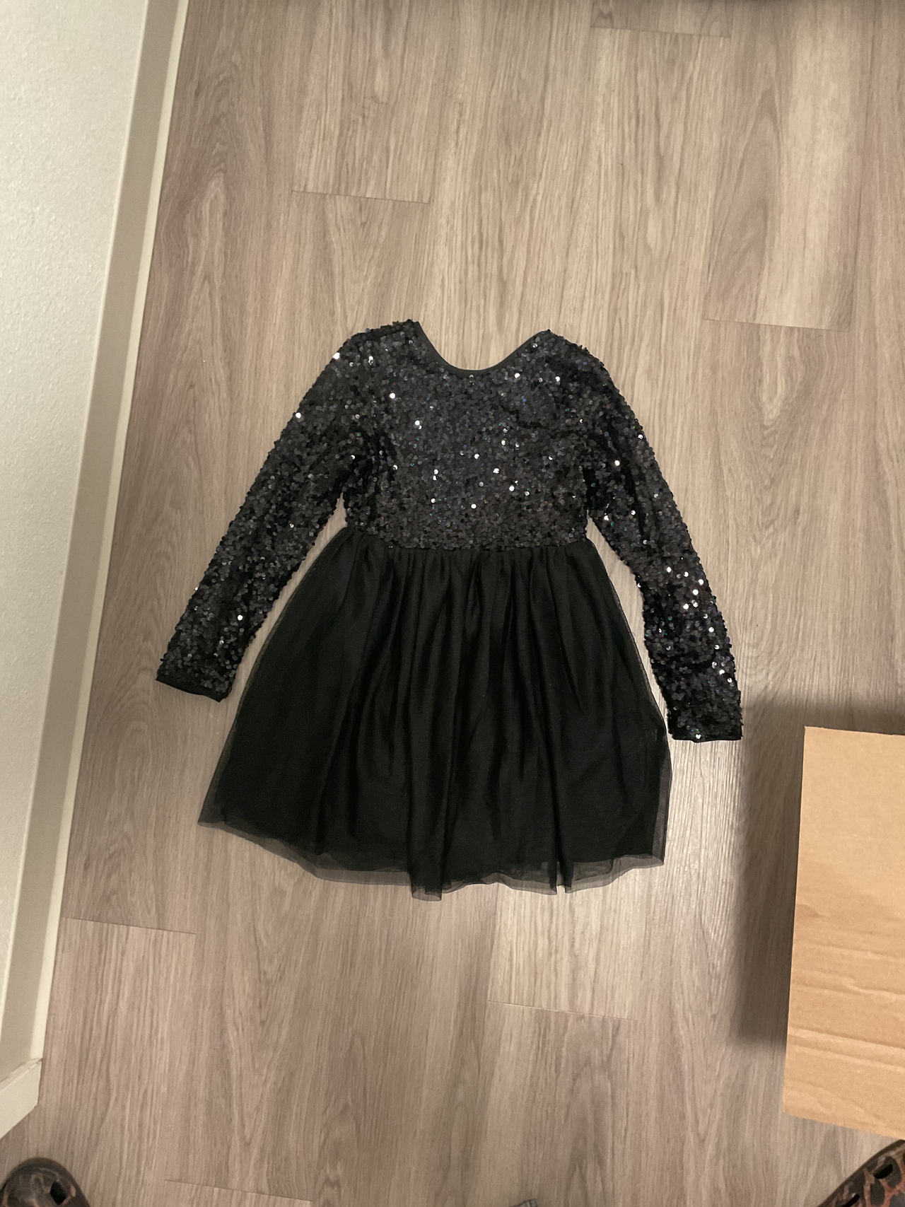 Cat & Jack Girls' Long Sleeve Sequin Tulle Dress
