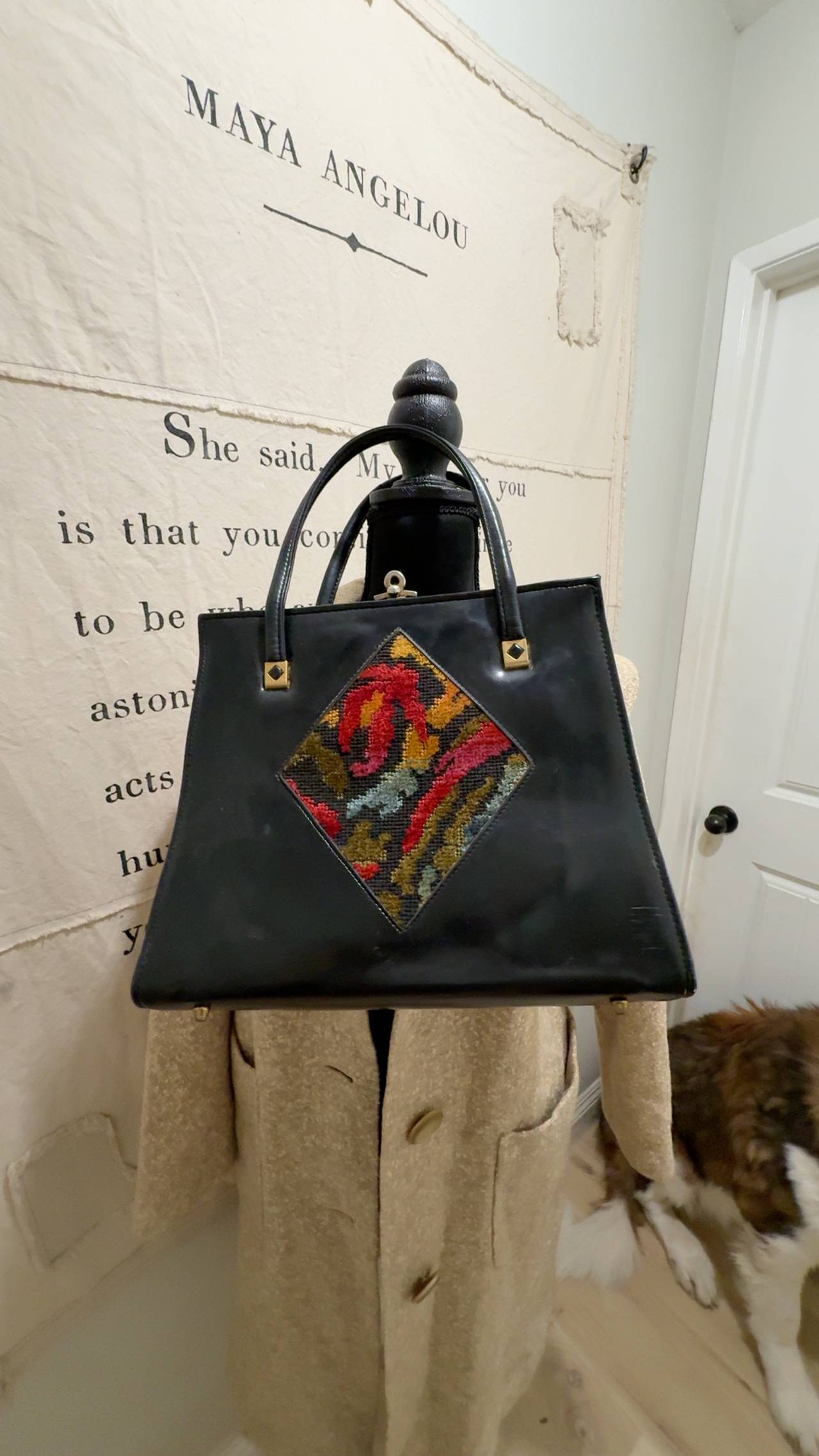 Vintage Tapestry Handbag Multicolor Floral