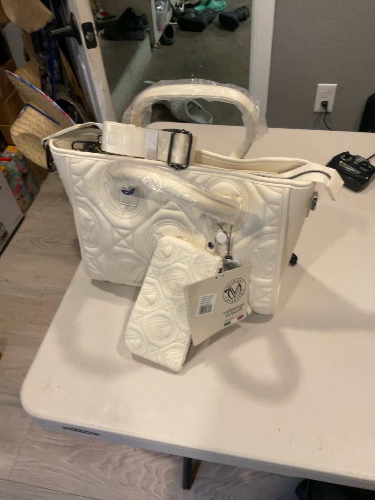 Valentino Orlandi Large Quilted Tote Bag White