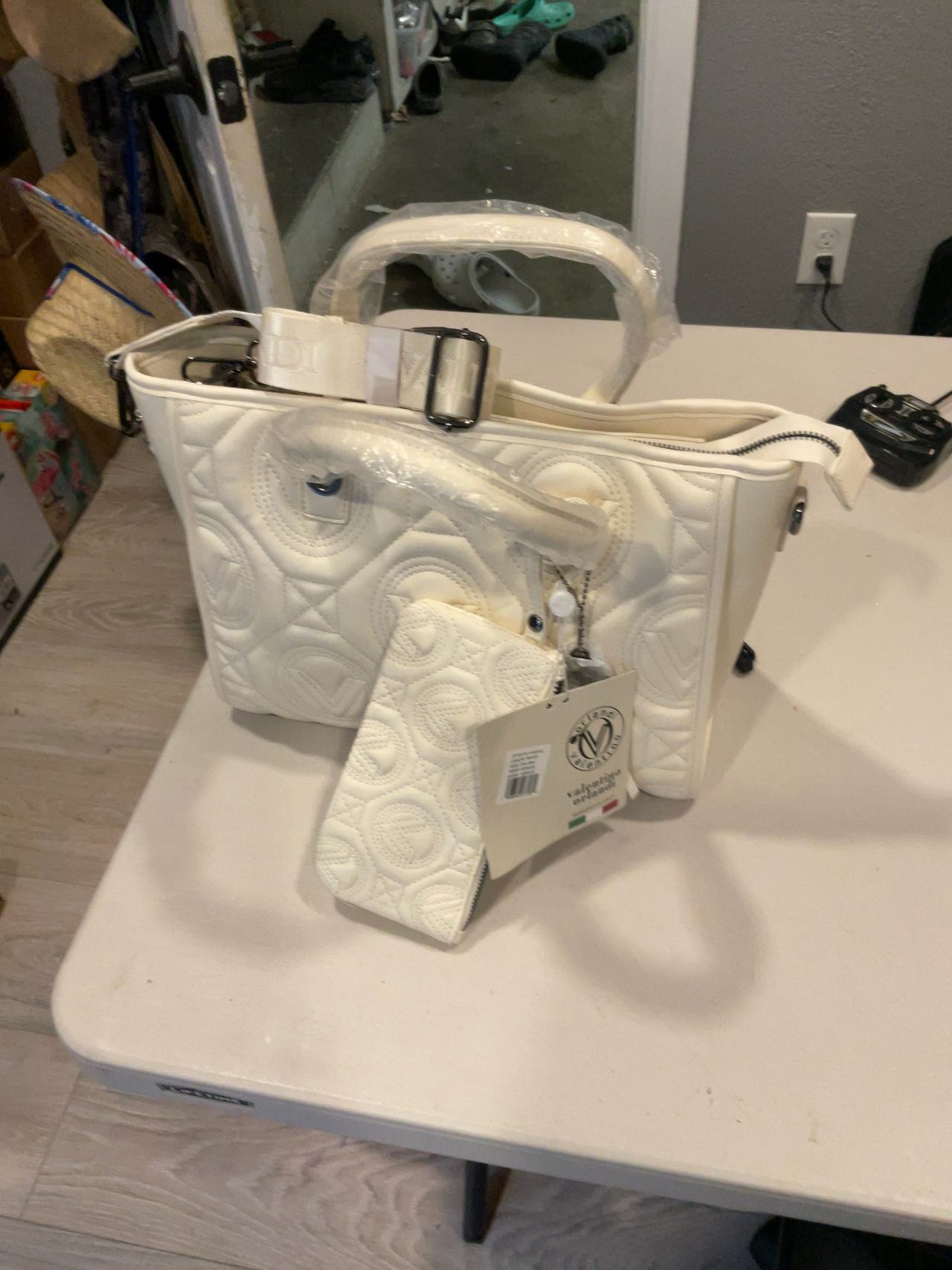 Valentino Orlandi Large Quilted Tote Bag White