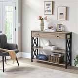 Yaheetech Gray Metal Console Table with Drawer - Image 1