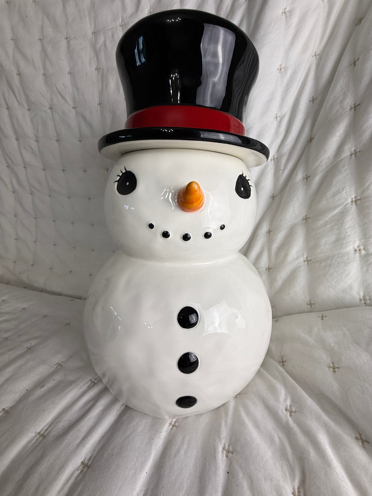 Pottery Barn Snowman Cookie Jar Rare
