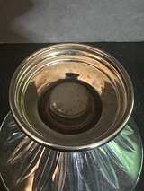 Vintage Ribbed Glass Dessert Cup with Metal Base - Image 3