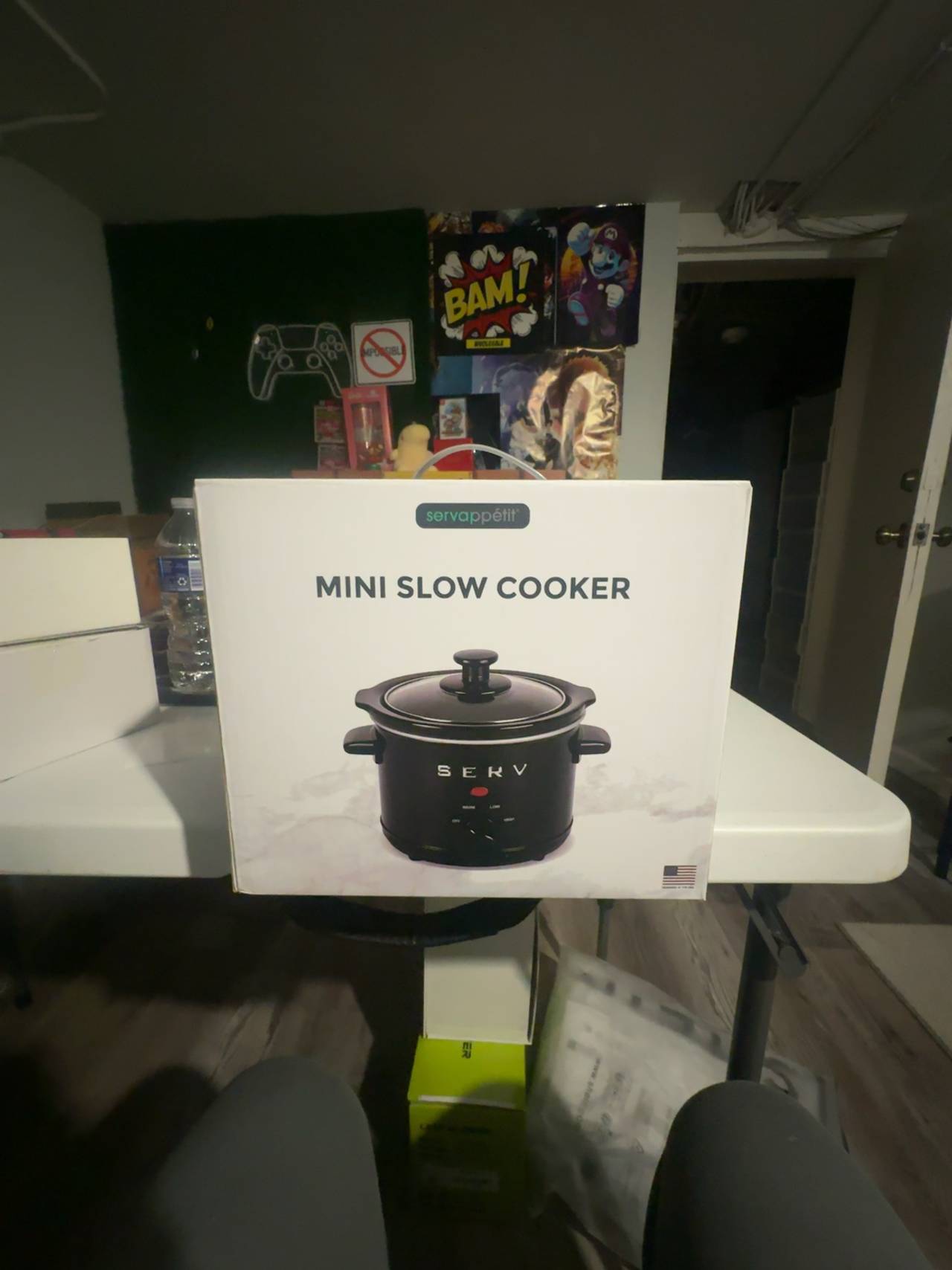 SERVAPPETIT Mini Slow Cooker Black 1.6 Quart 3 Heat Settings for Rice