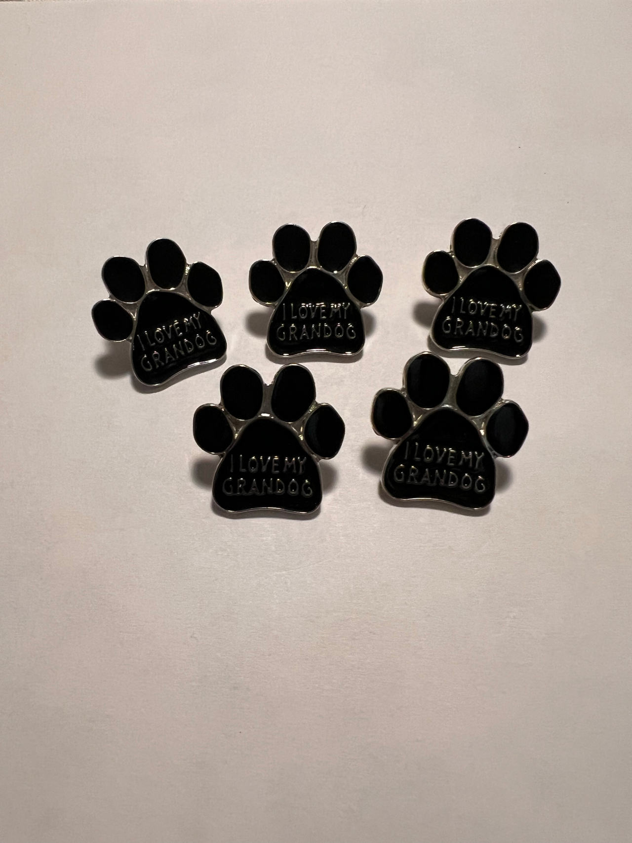 I Love My Grandog Paw Print Enamel Pins (5 pack)