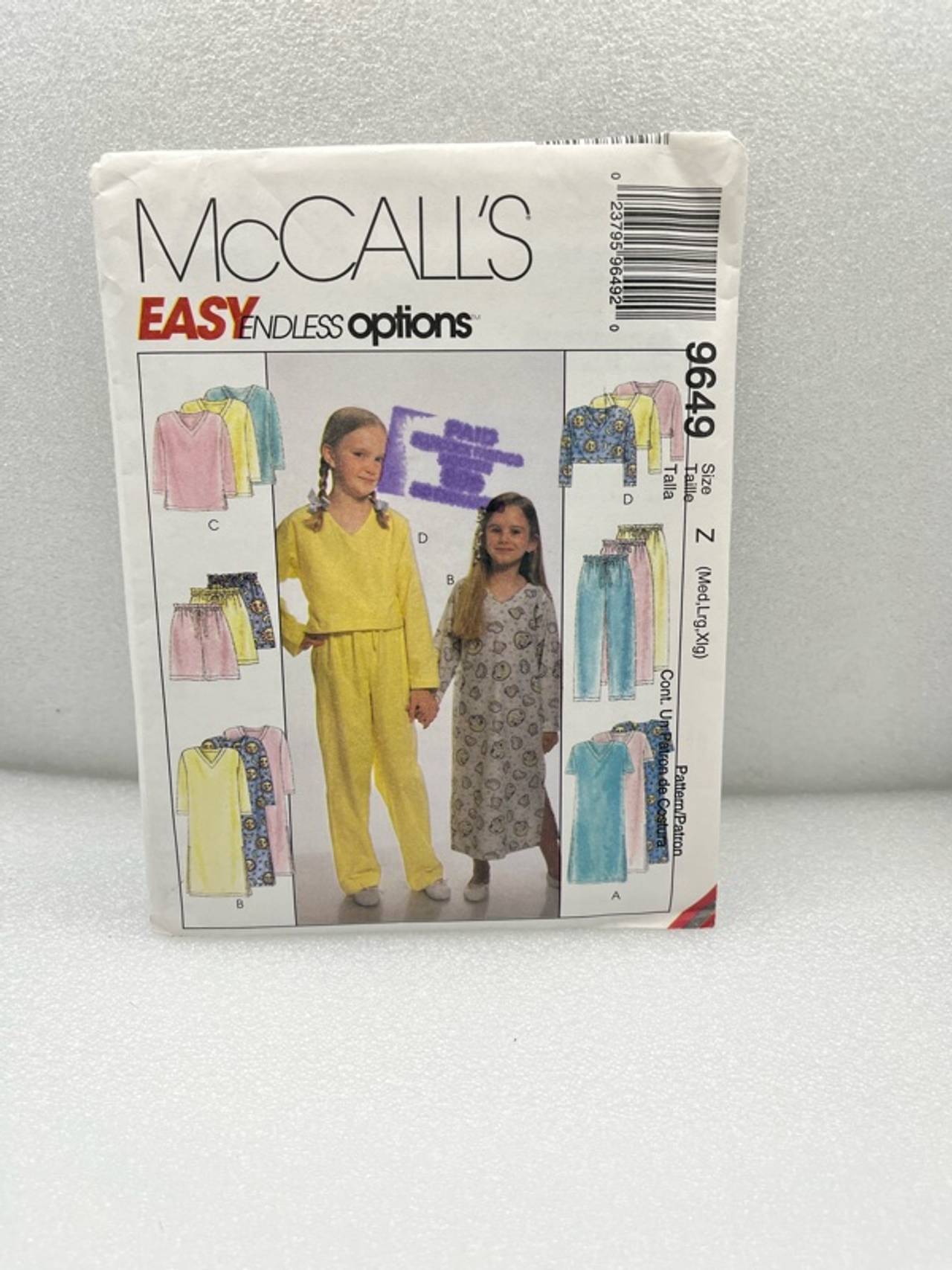 McCall's Children's Nightgown & Pajama Sewing Pattern