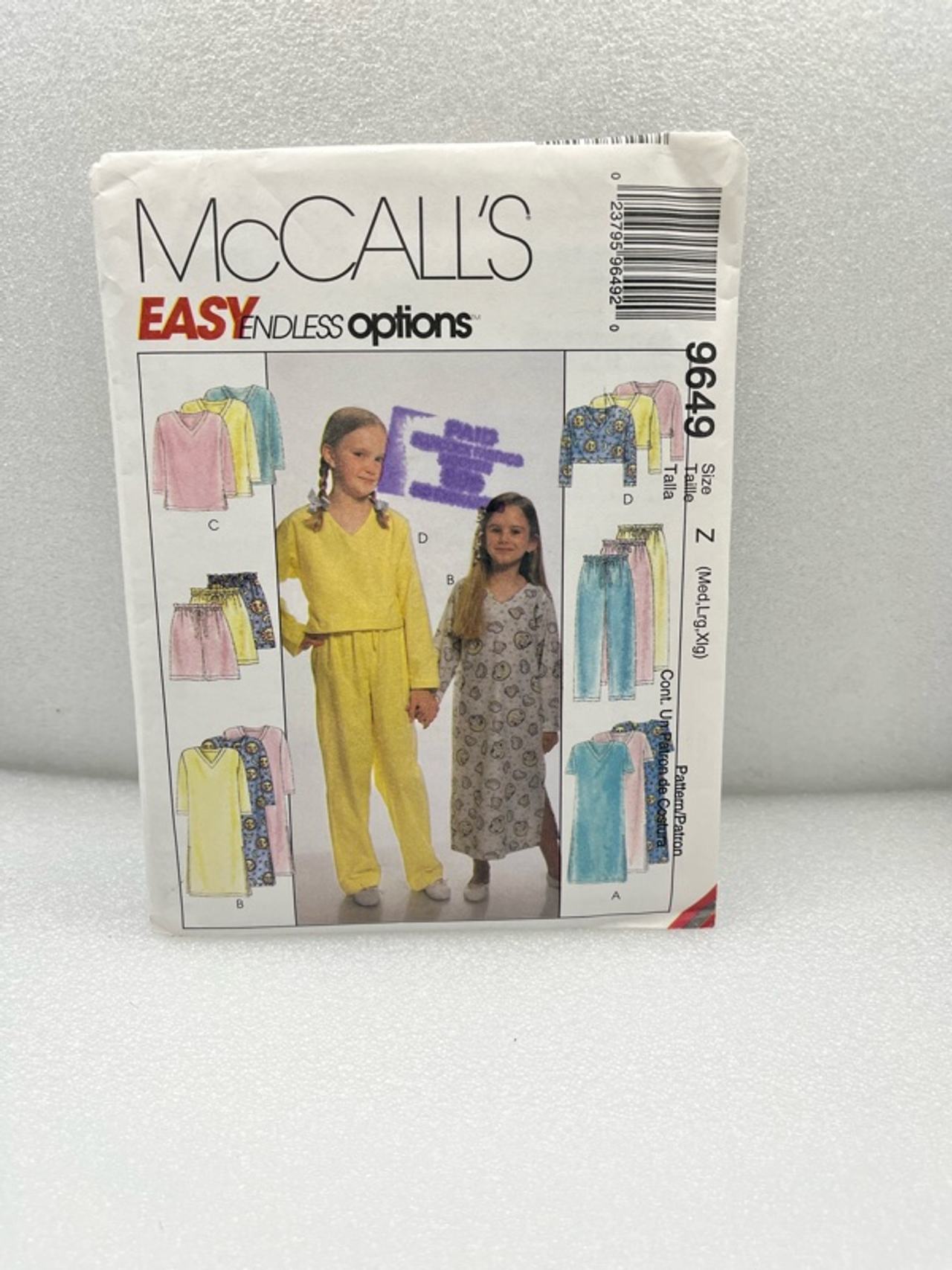 McCall's Children's Nightgown & Pajama Sewing Pattern