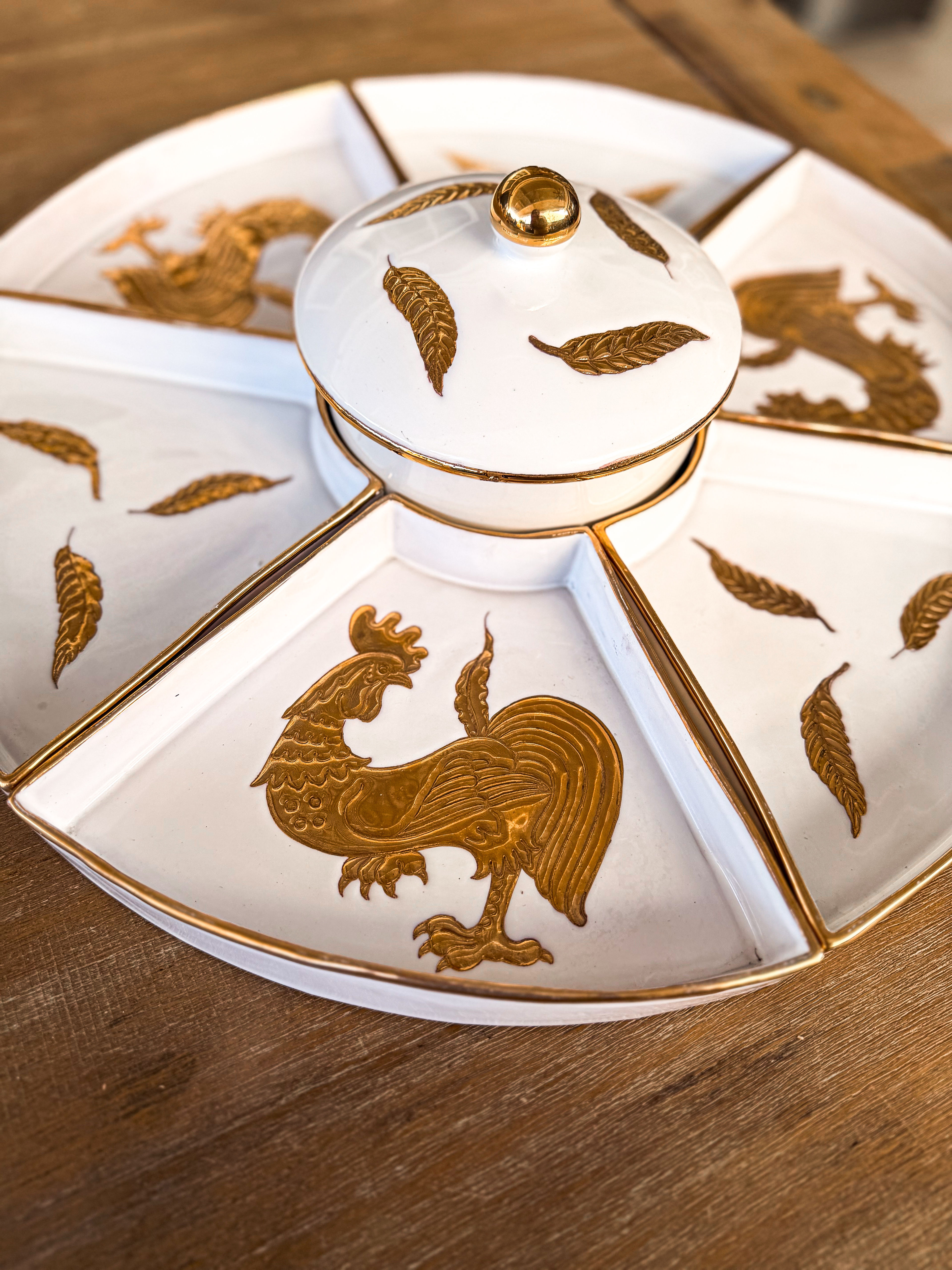 Hand-Painted Gilded Divided Serving Platter Charcuterie Saks Fifth Ave Original - Image 9