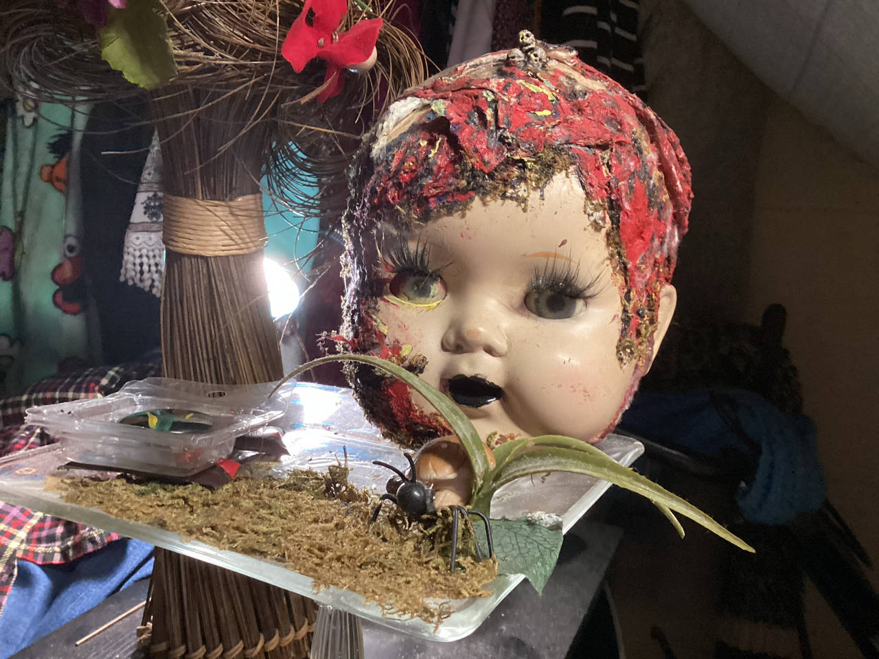 Creepy Doll Head Art Sculpture