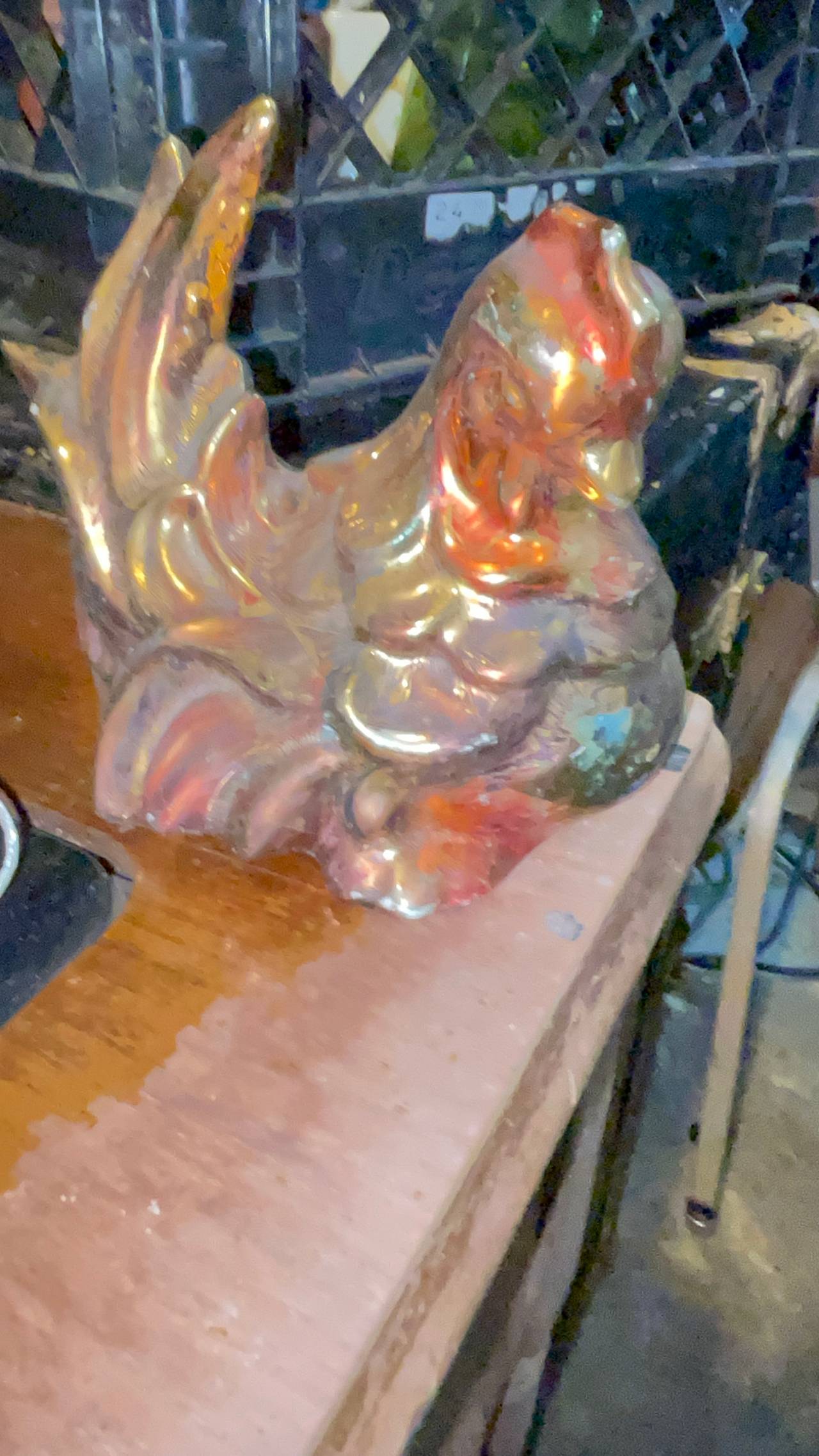 Vintage Iridescent Ceramic Phoenix Figurine