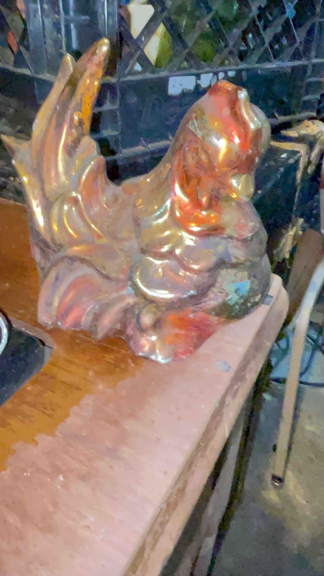 Vintage Iridescent Ceramic Phoenix Figurine