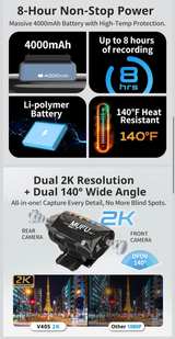 MUFU V40T Dual Camera Motorcycle Dash Cam - Image 4