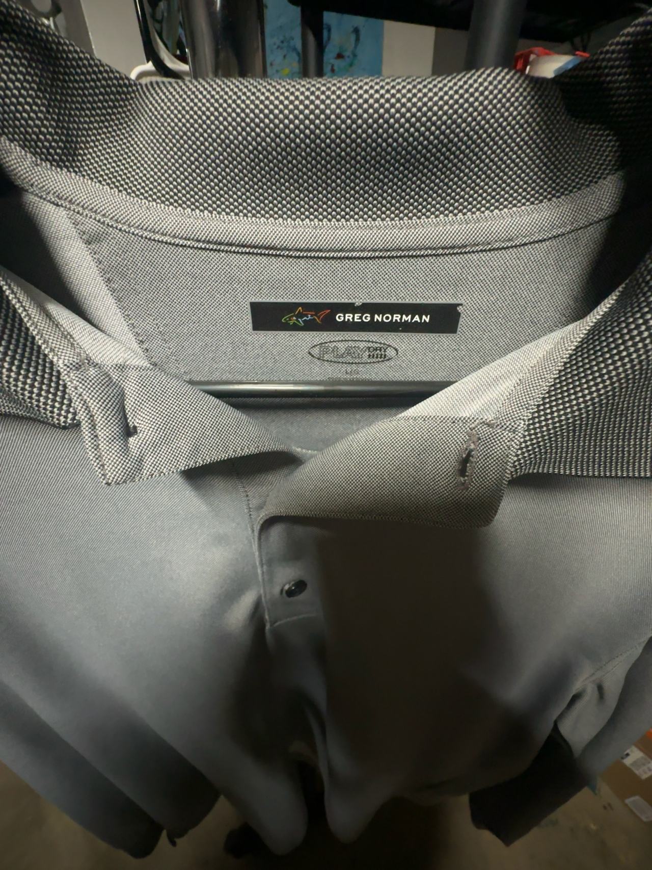 Greg Norman Golf Polo Shirt Gray Long Sleeve Size Large 