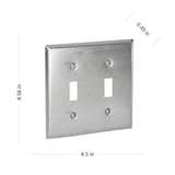 Hubbell RACO 2 -Gang Standard Size Gray Metal Indoor Toggle Wall Plate - Image 2