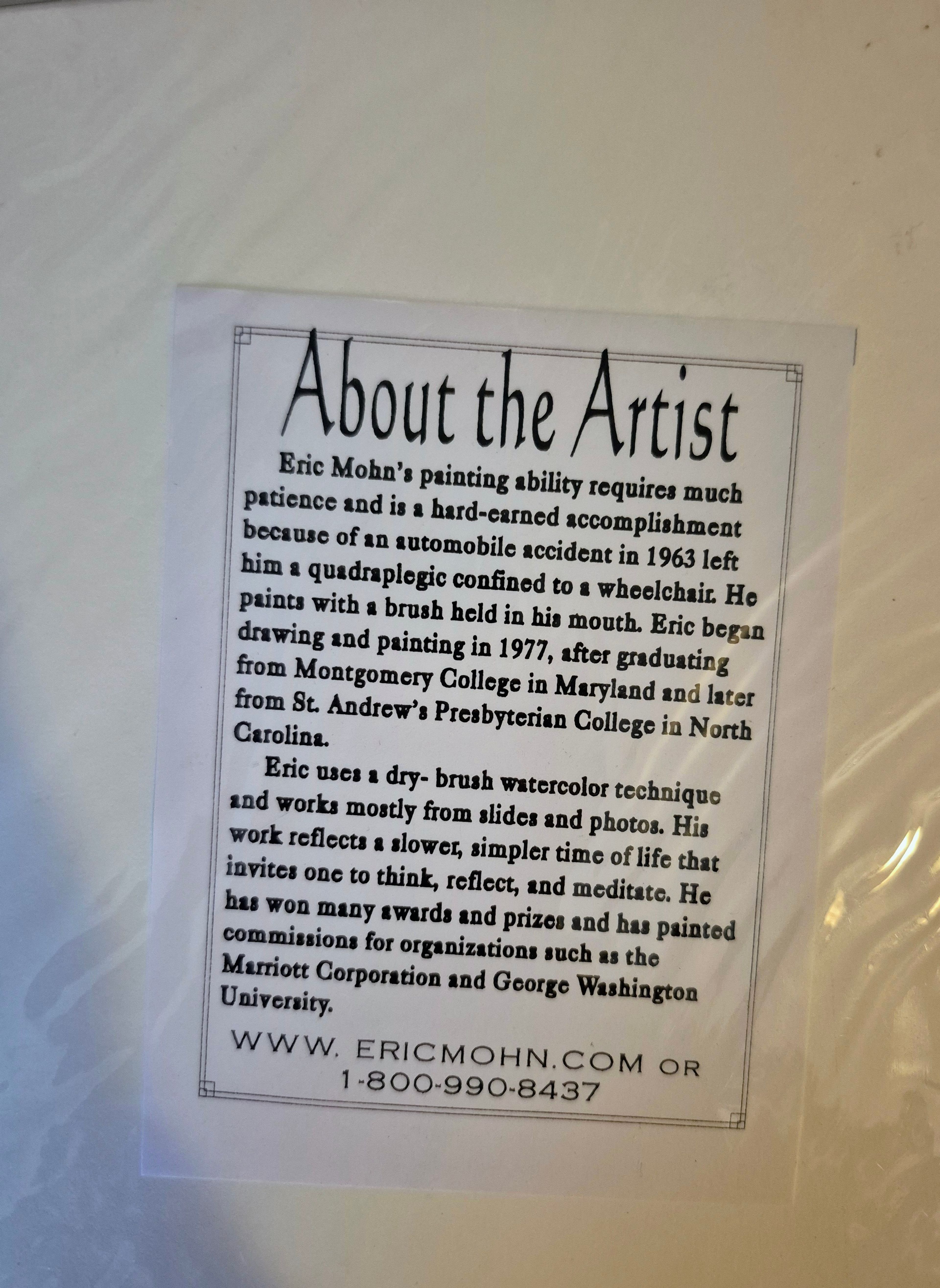 Framed art print, Eric Mohn, Daisies in Country Bucket on Antique Furniture