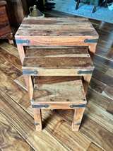 Rustic Sheesham Nesting Tables set of 3 - Image 7