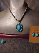 Southwestern Style Turquoise Necklace, Earrings, and Ring Set - Image 2