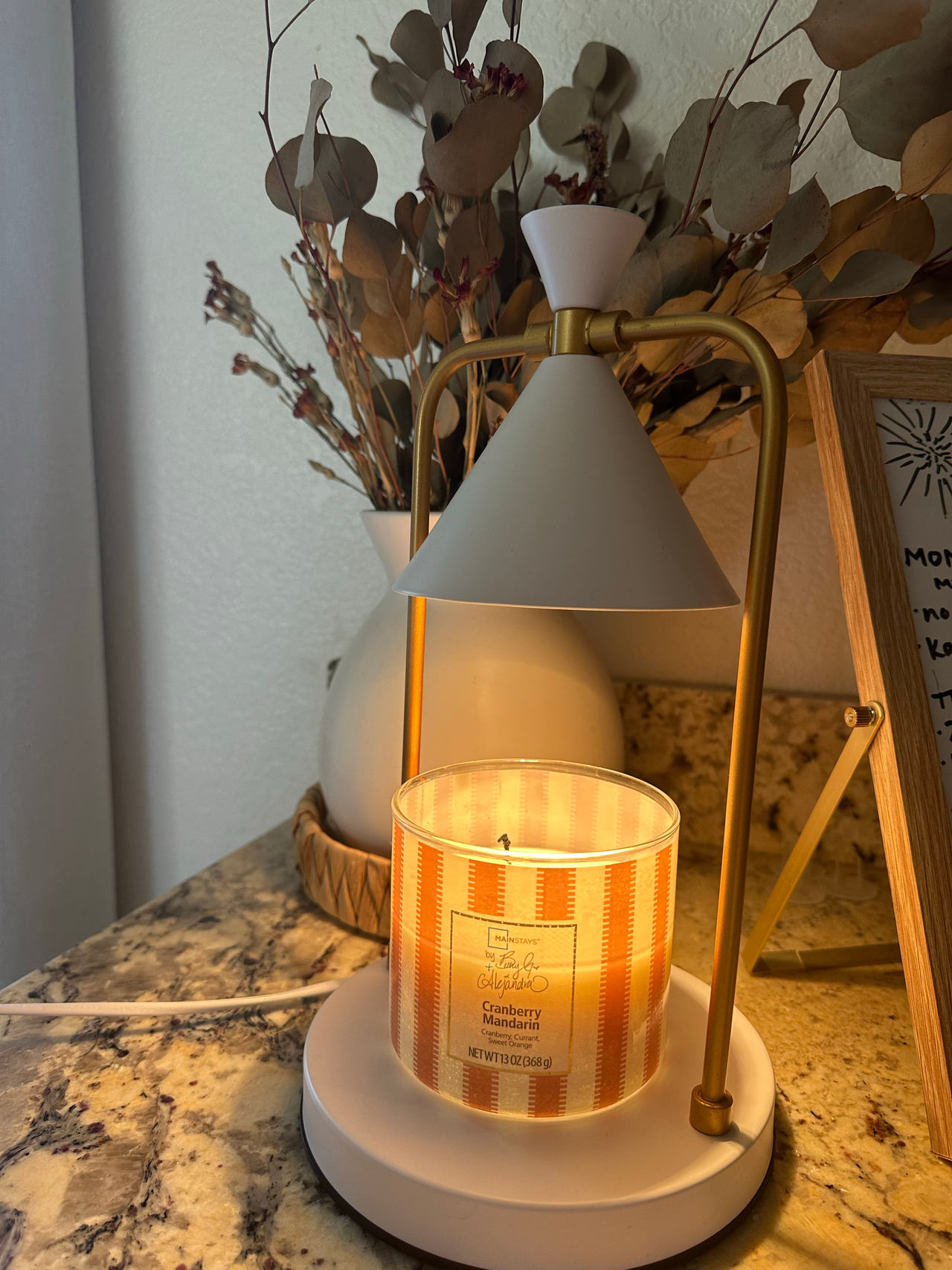 White and Gold Electric Candle Warmer Lamp - Used, Like New