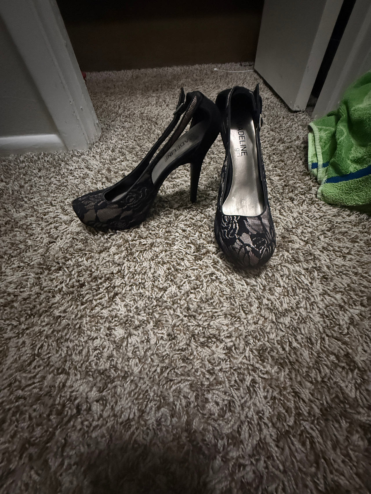 Delane Black Lace High Heels