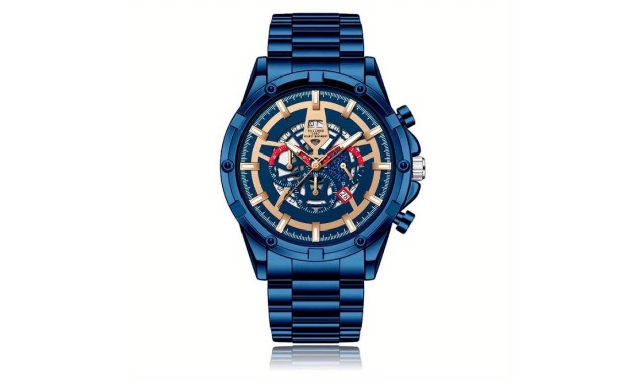 Notionr Skeleton Design Quartz Watch with Stainless Steel Strap
