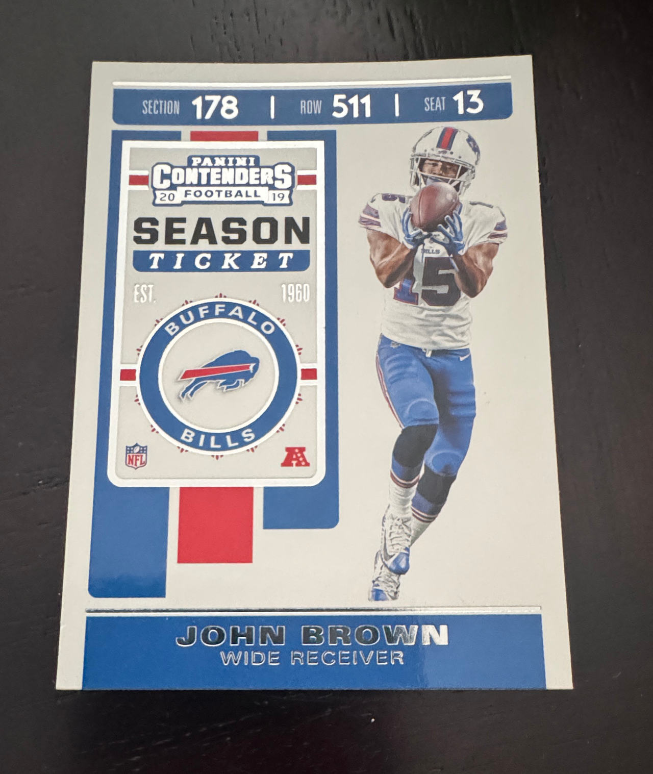2019 Panini Contenders Football John Brown Season Ticket #13