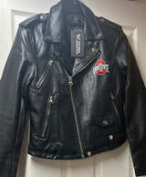 The Wild Collective Ohio State Buckeyes Vegan Leather Moto Jacket - Image 1