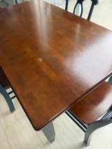 Dining Set Table 4 Chairs Two-Tone Blue & Cherry Wood Stain - Image 5