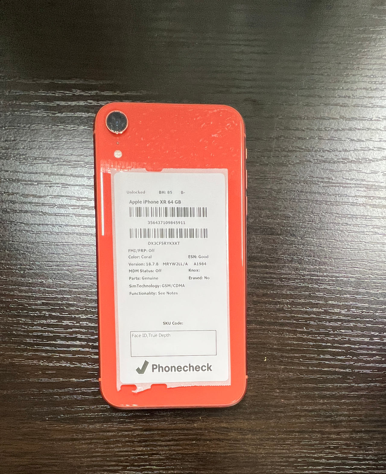Apple iPhone XR 64GB Coral (Face ID Not Working)