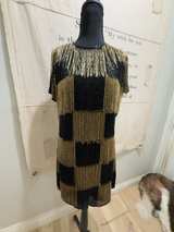 ASOS Black and Gold Beaded Fringe Mini Dress - Image 1