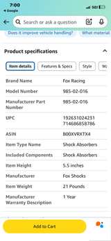 Fox 2.0 Performance Series Front Coilover IFP Shock - Image 3